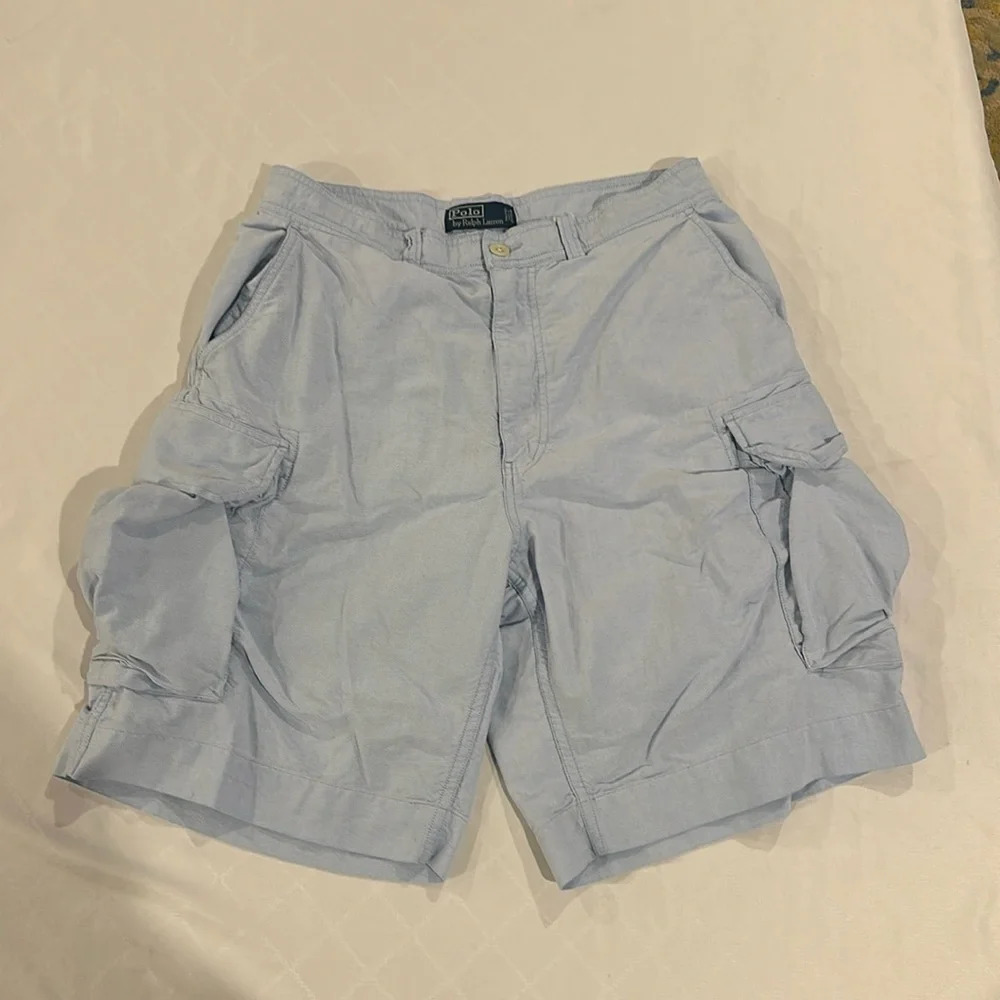 Polo Ralphh Lauren vintage men’s light baby blue cargo shorts‎ size 33 EUC